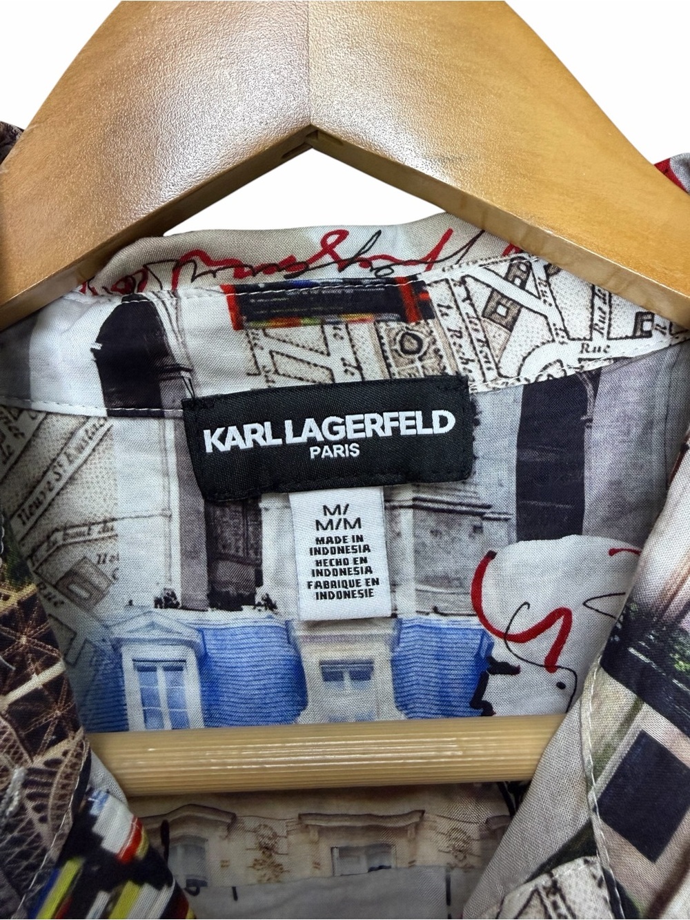 Karl Lagerfeld Paris graphic button up long sleeve shirt Eiffel tower - Picture 5 of 5